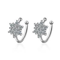 Brass Earring Clip micro pave cubic zirconia & for woman silver color 9mm Sold By Pair