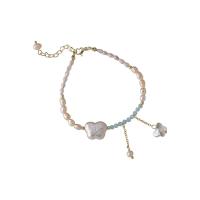 Freshwater Kulturperler Pearl Bracelet, Ferskvandsperle, med Zinc Alloy, for kvinde, blandede farver, Længde 22.4 cm, Solgt af PC