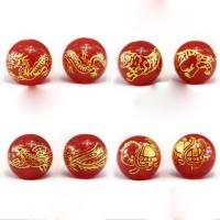 Agate Beads, Round, Carved, DIY & gold accent, more colors for choice, Sold By PC