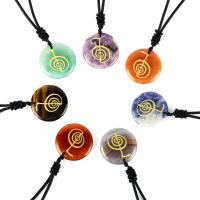 Gemstone Pendants Jewelry Natural Stone Round painted Sold By PC
