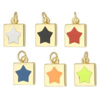 Brass Jewelry Pendants Square gold color plated fashion jewelry & enamel Sold By Lot