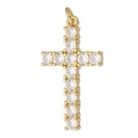 Cubic Zirconia Micro Pave Brass Pendant,  Square, gold color plated, fashion jewelry & DIY & micro pave cubic zirconia, golden, 16x28x3mm, Hole:Approx 3mm, 10PCs/Lot, Sold By Lot