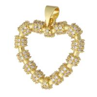 Cubic Zirconia Micro Pave Brass Pendant, Heart, gold color plated, fashion jewelry & DIY & micro pave cubic zirconia, golden, 22x21.50x4mm, Hole:Approx 3mm, 10PCs/Lot, Sold By Lot