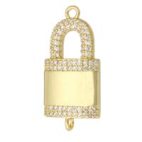 Cubic Zirconia Micro Pave Brass Connector Lock gold color plated fashion jewelry & DIY & micro pave cubic zirconia golden Approx 2mm Sold By Lot