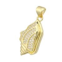 Cubic Zirconia Micro Pave Brass Pendant, gold color plated, fashion jewelry & DIY & micro pave cubic zirconia, golden, 12.50x23x3mm, Hole:Approx 3mm, 10PCs/Lot, Sold By Lot