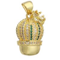 Cubic Zirconia Micro Pave Brass Pendant, gold color plated, fashion jewelry & DIY & micro pave cubic zirconia, multi-colored, 12x20x7mm, Hole:Approx 3mm, 10PCs/Lot, Sold By Lot