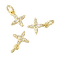 Cubic Zirconia Micro Pave Brass Pendant, Cross, gold color plated, fashion jewelry & DIY & micro pave cubic zirconia, golden, 9x10.50x2mm, Hole:Approx 3mm, 10PCs/Lot, Sold By Lot