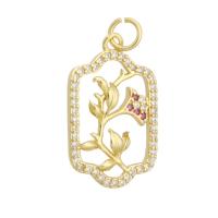Cubic Zirconia Micro Pave Brass Pendant, gold color plated, fashion jewelry & DIY & micro pave cubic zirconia, multi-colored, 14x22x2mm, Hole:Approx 3mm, 10PCs/Lot, Sold By Lot