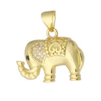 Cubic Zirconia Micro Pave Brass Pendant Elephant gold color plated fashion jewelry & DIY & micro pave cubic zirconia golden Approx 3mm Sold By Lot