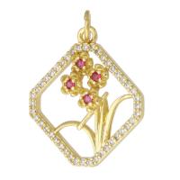 Cubic Zirconia Micro Pave Brass Pendant, gold color plated, fashion jewelry & DIY & micro pave cubic zirconia, multi-colored, 19x22x3mm, Hole:Approx 3mm, 10PCs/Lot, Sold By Lot