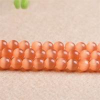 Cats Eye Jewelry Beads Round polished DIY orange Sold By Strand