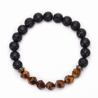 Gemstone Bracelets, Natural Stone, with Lava, Round, different materials for choice & Unisex & radiation protection & faceted, more colors for choice, 8mm, Length:Approx 6.6 Inch, Sold By PC