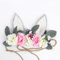 Silk Flower Headband with Felt & Linen cute & for children nickel lead & cadmium free Inner Approx 500mm Sold By PC