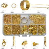 Ijzer Oorbel het vinden reeks, met Plastic Box, DIY, gouden, nikkel, lood en cadmium vrij, Ca 582pC's/box, Verkocht door box
