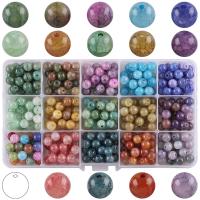 Agate Beads, with Plastic Box, Round, polished, DIY, mixed colors, 8mm, Approx 375PCs/Box, Sold By Box