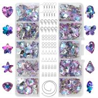 DIY Jewelry Supplies, Crystal, with Plastic Box & Tibetan Style, silver color plated, faceted, more colors for choice, Approx 100PCs/Box, Sold By Box