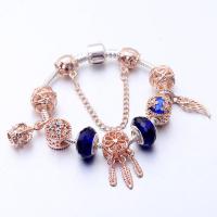 European Bracelet, Tibetan Style, with Crystal, plated, different length for choice & for woman & with rhinestone, rose gold color, nickel, lead & cadmium free, Sold By PC