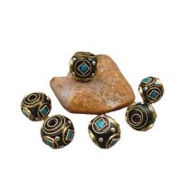 Brass Jewelry Beads, with Gelatin & turquoise, Square, gold color plated, DIY, mixed colors, nickel, lead & cadmium free, 12x13mm, Hole:Approx 2.3mm, Sold By PC