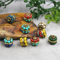 Brass Jewelry Beads, with Resin, Round, gold color plated, folk style & DIY, more colors for choice, nickel, lead & cadmium free, 11x12mm, Hole:Approx 2mm, Sold By PC