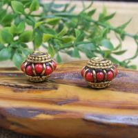 Brass Jewelry Beads, with Resin, gold color plated, folk style & DIY & different styles for choice, more colors for choice, nickel, lead & cadmium free, Sold By PC