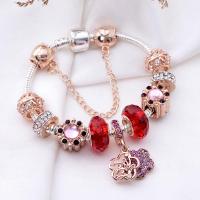 European Bracelet Zinc Alloy with Crystal plated & for woman & enamel & with rhinestone rose gold color nickel lead & cadmium free Sold By PC
