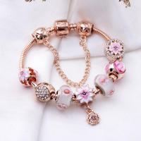 European Bracelet Zinc Alloy with Lampwork rose gold color plated & for woman & enamel & with rhinestone rose gold color nickel lead & cadmium free Sold By PC