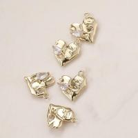 Cubic Zirconia Brass Pendants with Cubic Zirconia Heart plated fashion jewelry nickel lead & cadmium free Sold By PC