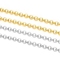 Stainless Steel Rolo Chain, 304 Stainless Steel, Vacuum Ion Plating, fashion jewelry & polished & DIY & Unisex, more colors for choice, 5m/Bag, Sold By Bag