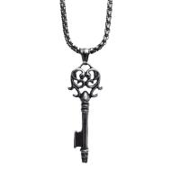 Edelstahl Schmuck Halskette, 304 Edelstahl, Schlüssel, Modeschmuck & Punk-Stil & DIY & unisex & Schwärzen, originale Farbe, 56x19mm, verkauft von PC