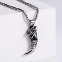 Stainless Steel Jewelry Necklace 304 Stainless Steel Wolf Tooth Vacuum Ion Plating fashion jewelry & punk style & DIY & Unisex & blacken original color Length 60 cm Sold By PC