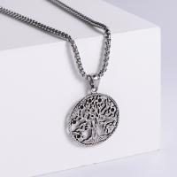 Stainless Steel Jewelry Necklace, 304 Stainless Steel, Tree, Vacuum Ion Plating, fashion jewelry & punk style & DIY & Unisex, original color, 34x34mm, Length:60 cm, Sold By PC
