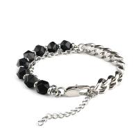 Gemstone Bracelets, 316L Stainless Steel, with Gemstone & Black Agate, with 1.97inch extender chain, Star Cut Faceted & fashion jewelry & different materials for choice & different styles for choice & for man, 10mm,8mm, Length:Approx 7.48 Inch, Approx 8.27 Inch, Sold By PC