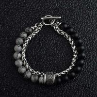 Gemstone Bracelets Titanium Steel Double Layer & fashion jewelry & for man 8mm Length Approx 8.27 Inch Sold By PC