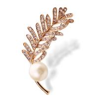 Zinc Alloy Brooches with Shell Pearl Plating champagne gold fashion jewelry & for woman & with rhinestone Champagne nickel lead & cadmium free Sold By PC