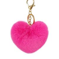 Bag Purse Charms Keyrings Keychains, Artificial fur, with Tibetan Style, Heart, KC gold color plated, for woman, more colors for choice, 100x95mm, Sold By PC