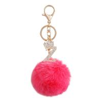 Bag Purse Charms Keyrings Keychains, Artificial fur, with Tibetan Style, Alphabet Letter, gold color plated, different styles for choice & for woman & with rhinestone, 160mm, Sold By PC