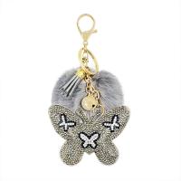 Bag Purse Charms Keyrings Keychains, Velveteen, with Plush & Tibetan Style, gold color plated, different styles for choice & for woman & with rhinestone, 160mm, Sold By PC