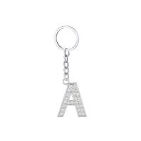 Tibetan Style Key Clasp, Alphabet Letter, silver color plated, different styles for choice & for woman & with rhinestone, 25x105mm, Sold By PC