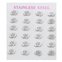 Stainless Steel Stud Earrings, 304 Stainless Steel, Hedgehog, for woman, original color, 6x6.50x12mm, 24PCs/Set, Sold By Set
