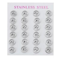 Stainless Steel Stud Earrings, 304 Stainless Steel, for woman & hollow, original color, 8x8x13mm, 24PCs/Set, Sold By Set