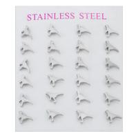 Stainless Steel Stud Earrings, 304 Stainless Steel, Dinosaur, for woman, original color, 8x7x12.50mm, 24PCs/Set, Sold By Set