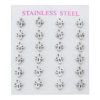 Stainless Steel Stud Earrings, 304 Stainless Steel, for woman & hollow, original color, 7x8x13mm, 24PCs/Set, Sold By Set