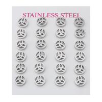 Stainless Steel Stud Earrings, 304 Stainless Steel, for woman & hollow, original color, 8x8x13mm, 24PCs/Set, Sold By Set