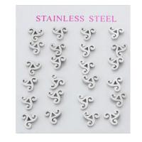 Stainless Steel Stud Earrings, 304 Stainless Steel, for woman & hollow, original color, 9x8x13mm, 24PCs/Set, Sold By Set