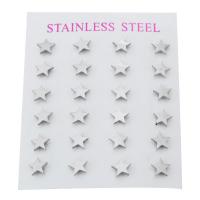 Stainless Steel Stud Earrings, 304 Stainless Steel, Star, for woman, original color, 7x7.30x12mm, 24PCs/Set, Sold By Set