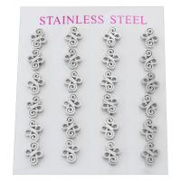 Stainless Steel Stud Earrings, 304 Stainless Steel, for woman & hollow, original color, 7x9x13mm, 24PCs/Set, Sold By Set