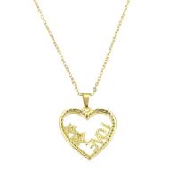 Cubic Zircon Micro Pave Brass Necklace with 304 Stainless Steel Chain Heart gold color plated micro pave cubic zirconia & for woman & hollow Length Approx 20 Inch Sold By PC
