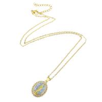 Cubic Zircon Micro Pave Brass Necklace with 304 Stainless Steel Chain gold color plated micro pave cubic zirconia & for woman Length Approx 19.5 Inch Sold By PC