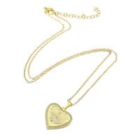 Cubic Zircon Micro Pave Brass Necklace, with 304 Stainless Steel Chain, Heart, gold color plated, micro pave cubic zirconia & for woman, 21x22x2mm, Length:Approx 20 Inch, Sold By PC