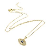Cubic Zircon Micro Pave Brass Necklace with 304 Stainless Steel Chain Eye gold color plated micro pave cubic zirconia & for woman & enamel Length Approx 20 Inch Sold By PC
